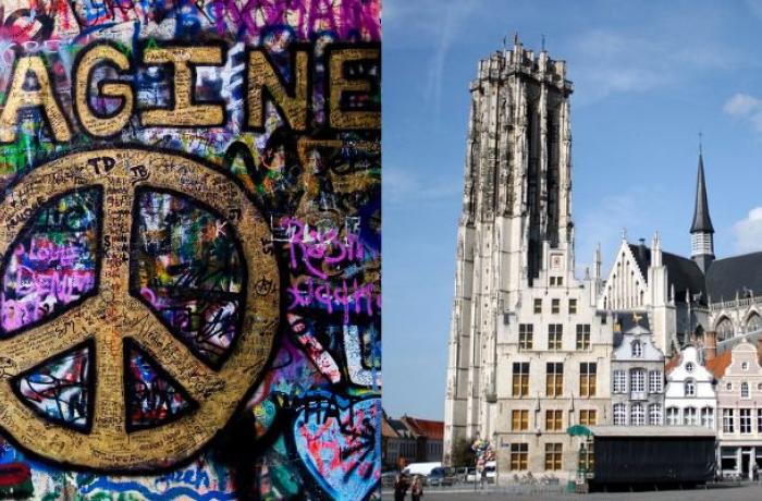 graffiti Imagine Peace en Grote Markt Mechelen