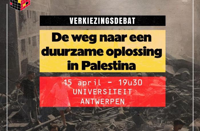 beeld verkiezingsdebat Palestina Antwerpen 2024