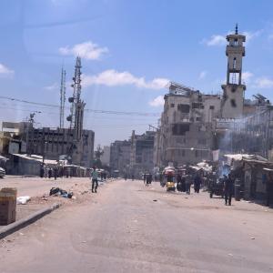 Gebombardeerde straat Gaza